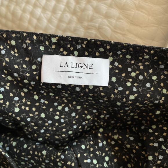 LA LIGNE Kate Floral Midi Sundress In Black Floral Size Small Tie Shoulder Chic - Picture 13 of 13